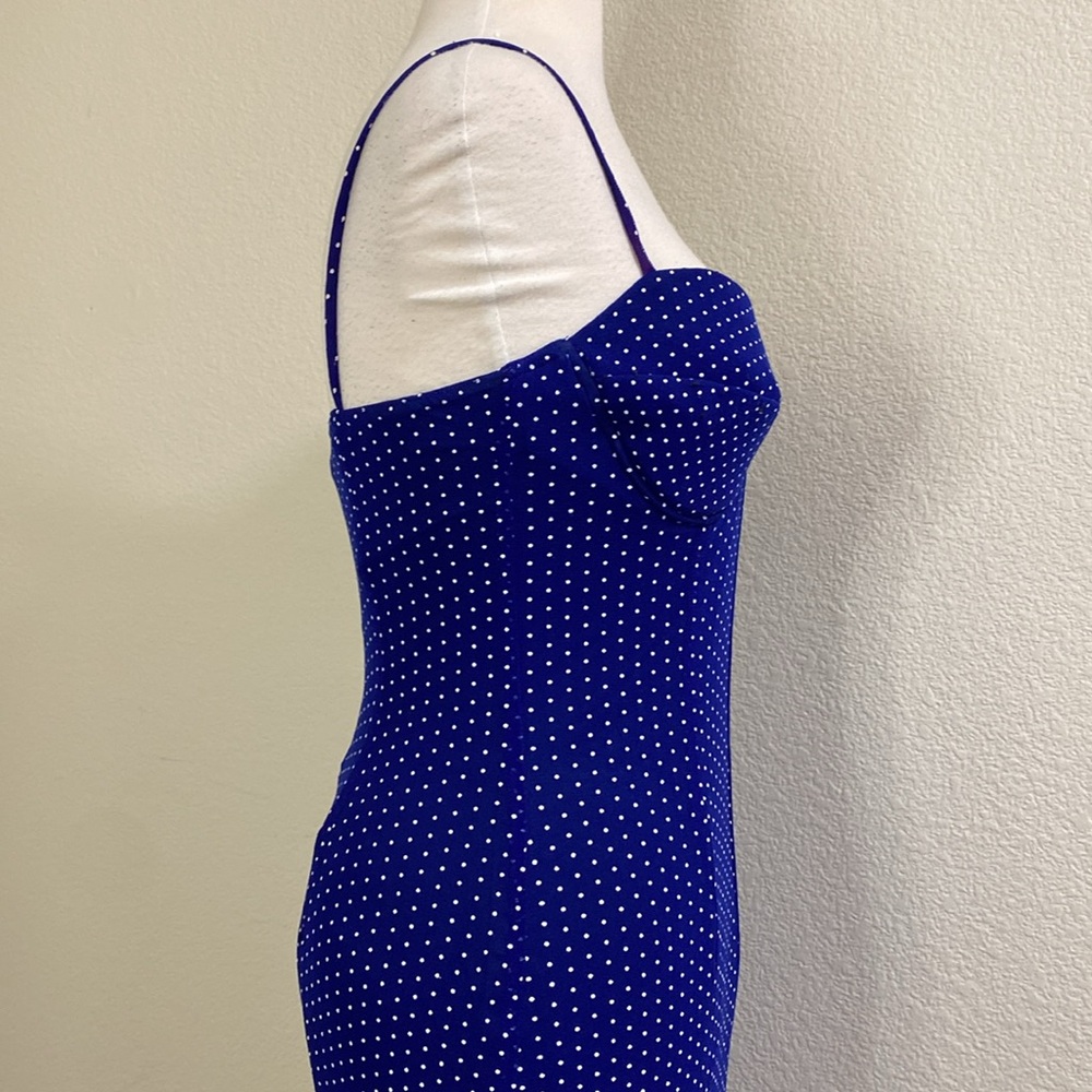 Rampage Vintage 90s Core Slip Dress In Blue Polka Dots - Picture 4 of 7
